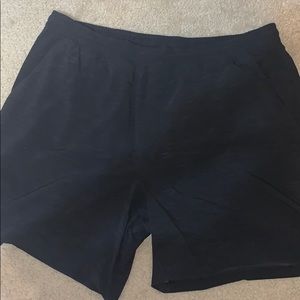 Lululemon heather coal black 7” linerless short